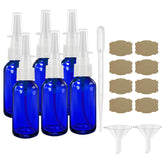 GIVAMEIHF botellas spray nasal de vidrio cobalto, 6 unidades, ideal para líquidos sensibles