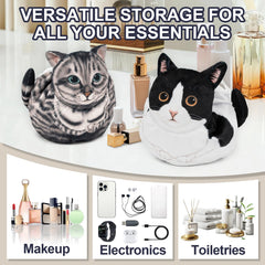 GKIOYRO bolsa con dibujo gato realista, añade encanto al kit de belleza.