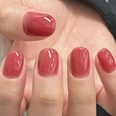 Glamermaid uñas postizas Extra corto rojo ladrillo gel para una apariencia vibrante.