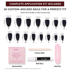Glamnetic Deathly Hallows: kit de 30 uñas en 15 tallas para ajuste personalizado.
