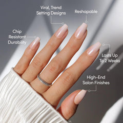 Glamnetic fini nacré brillant, ongles à poser de qualité salon