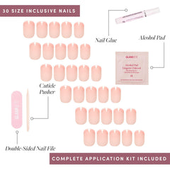 Glamnetic juego de 30 uñas Francesa Pesca en 15 tallas para ajuste personalizado.
