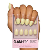 Glamnetic uñas postizas amarillas pastel ovaladas con brillo para look duradero