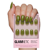 Glamnetic Uñas Moss Green en caja para guardar y transportar con estilo