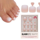 Glamnetic uñas postizas ombre neutro blanco, acabado brillante para pies