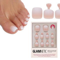 Glamnetic uñas postizas ombre neutro blanco, acabado brillante para pies