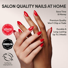 Glamnetic Uñas postizas rojo opaco brillante, acabado profesional y duradero.