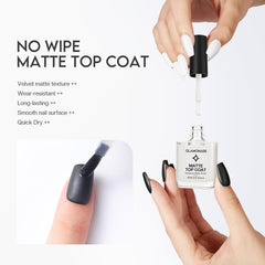 Glamonade Capa Mate Transparente, aplicación rápida sin lámpara para manicuras en casa.
