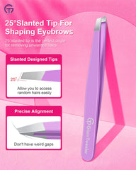Pinzas GlamTweeler Expert diseño unisex para cejas y vello facial diario.