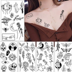GLARYYEARS tatuaje temporal, diseño de espacio, perfecto para estilo futurista en eventos.