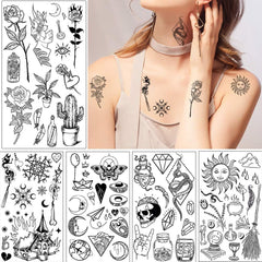 GLARYYEARS tatuaje temporal, diseño de luna, añade brillo sutil para ocasiones nocturnas.