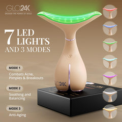 GLO24K vibración suave para masajes faciales y de cuello en casa