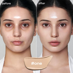 Glow BB crème, nuancier de teinte, montre l'effet tonifiant discret.