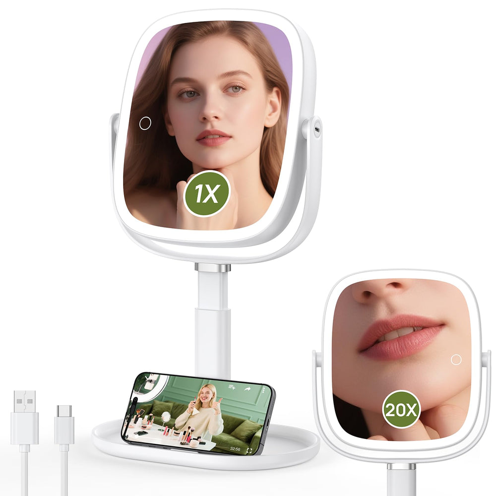 Glowtop miroir maquillage lumineux pour une vue nette et expansive