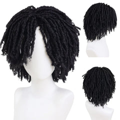GNIMEGIL peluca dreadlocks negras, frente natural para look realista.