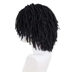 GNIMEGIL peluca dreadlocks negras, vista general para festivales o cosplay.