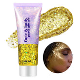 Go Ho Gold Glitter envase dorado, listo para brillo intenso.
