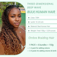 Goday Ombre Braiding Hair, textura rizada suave, ideal para peinados boho