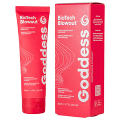 Goddess Maintenance Biotech Blowout mascarilla restauradora en uso mejora fortaleza y brillo.