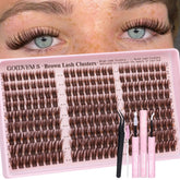 Goddvenus kit-cluster-pestañas-marron-natural: look suave y natural para uso diario.