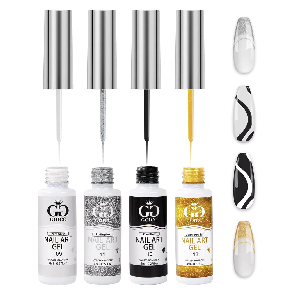 GOICC gel de uñas arte: enfoque frontal de botellas para diseño claro.