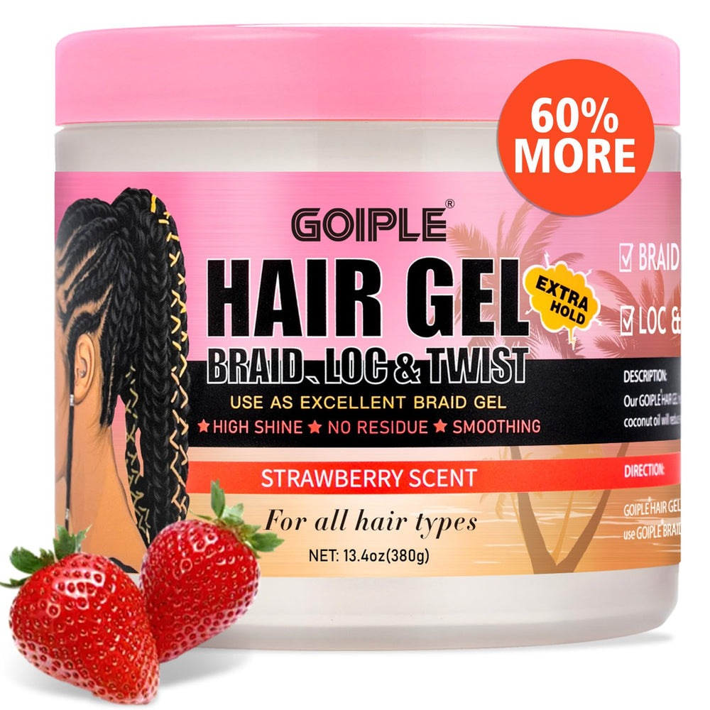 Goiple 13.4oz braiding gel packaging shown for long lasting styling