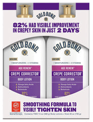 Gold Bond Age Renew Crêpe Corrector: bouteille-lotion, hydratation légère et peau lisse.