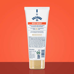 Texto de la loción Gold Bond Body Bright, textura ligera que se absorbe rápido