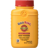 Gold Bond polvo corporal medicado sin talco en envase compacto, ideal para uso diario.