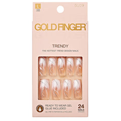 Goldfinger uñas postizas cubre completo blanco frances para un look sofisticado