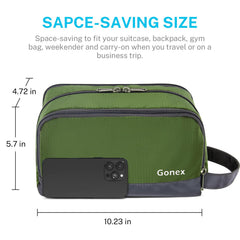 Gonex bolsa de afeitado en nylon verde oliva mantiene artículos compactos.