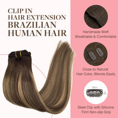 Extensiones GOO GOO en balayage chocolate caramelo para looks versátiles.