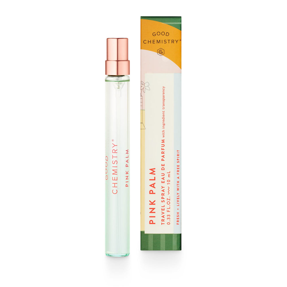 Good Chemistry Pink Palm atomizador de viaje compacto para retoques.