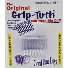 Good Hair Days Grip-Tuth: peines laterales cristal 1 1/2 pulgadas para fijar el peinado todo el día
