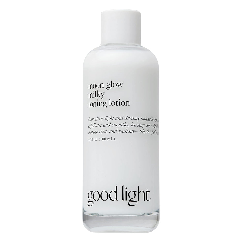 Good Light tonique lait lunaire, bouteille elegante, hydratation légère pour un teint frais.