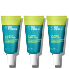 Good Molecules 10% Azelaic Acid Treatment Pack 3 bottle on vanity promotes even skin tone