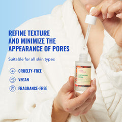 Textura seda de Good Molecules Niacinamide Serum para absorción suave.