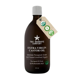The Goodbye Company Aceite de Ricino Prensado en Frío, frasco ámbar 250 ml para cabello y piel.