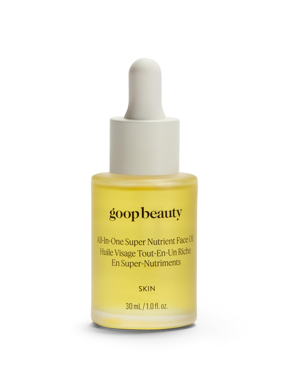 goop Aceite facial nutriente, botella con gotero, hidrata y mejora la textura.