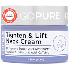 goPure crema cuello, aplicación desde el frasco para una piel más firme.