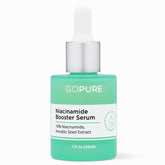 GoPure Niacinamide Serum ingredients close-up show soothing formulation benefits.