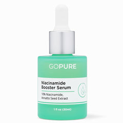 GoPure Niacinamide Serum ingredients close-up show soothing formulation benefits.