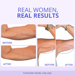 GoPure neck firming cream application on skin shows even tone.