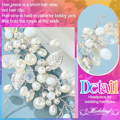 GORAIS detalle para cabello con perlas y hojas, añade elegancia al peinado