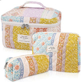 Gosect bolsa maquillaje acolchada floral grande, gran capacidad para cosméticos diarios.
