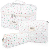 Bolsa de maquillaje grande Gosect con diseño floral, ideal para viaje y almacenamiento.