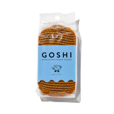 GOSHI esponja exfoliante de ducha, color amarillo caléndula, exfoliación suave y eficiente.