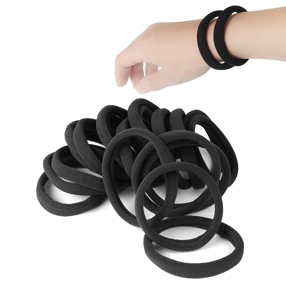 GOSICUKA gomas para pelo grueso en negro, 5 cm de diámetro, suaves y resistentes.