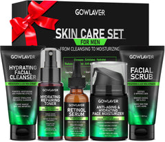 GOWLAVER ensemble-soin-visage-homme, coffret tout-en-un pour peau fraîche et hydratée.