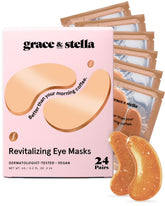 Grace et Stella Patches Yeux Caféine – boîte élégante prête à l’emploi pour un teint frais.